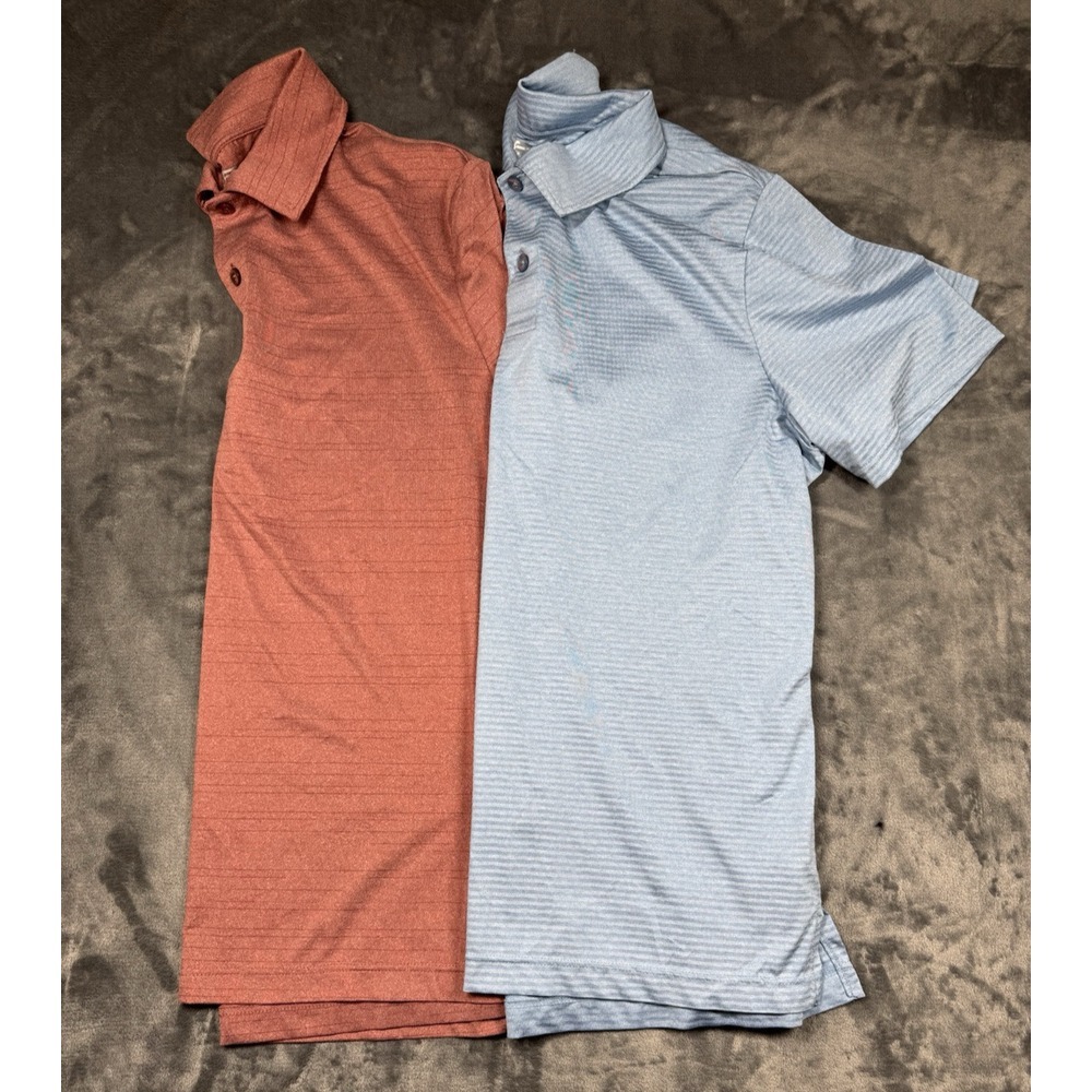 (Lot of 2) 32 Degrees Cool Polo Shirt Men‎ L Blue &Maroon Striped Preppy